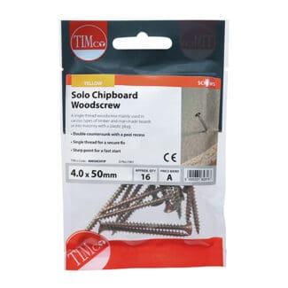 TIMCO Solo Countersunk Gold Woodscrews - 4.0 x 50 - Mini Pack