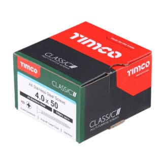 TIMCO Classic Multi-Purpose Countersunk A4 Stainless Steel Woodcrews - 4.0 x 50