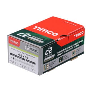Timco C2 Exterior Strong-Fix PZ Double Countersunk with Ribs Twin-Cut Silver - 4.0 x 60