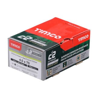 Timco C2 Exterior Strong-Fix PZ Double Countersunk with Ribs Twin-Cut Silver - 4.0 x 70
