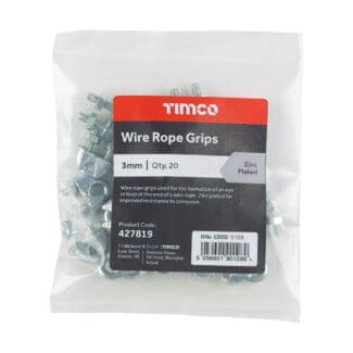 Timco Wire Rope Grips Zinc  - 3mm
