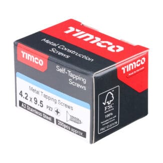 TIMCO Self-Tapping Countersunk A2 Stainless Steel Screws - 4.2 x 9.5