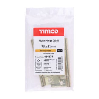 TIMCO Flush Hinges (105) Steel Electro Brass - 75 x 51