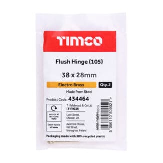 TIMCO Flush Hinges (105) Steel Electro Brass - 38 x 28