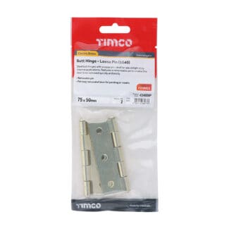 Timco Plain Butt Hinge Loose Pin (1840) Electro Brass  - 75 x 50