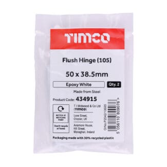 TIMCO Flush Hinges (105) Steel White - 50 x 38.5