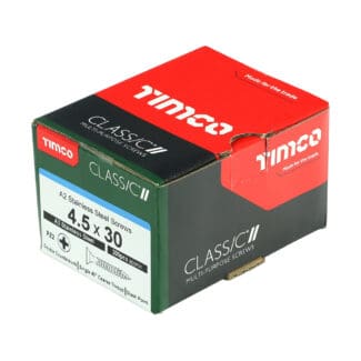 TIMCO Classic Multi-Purpose Countersunk A2 Stainless Steel Woodcrews - 4.5 x 30