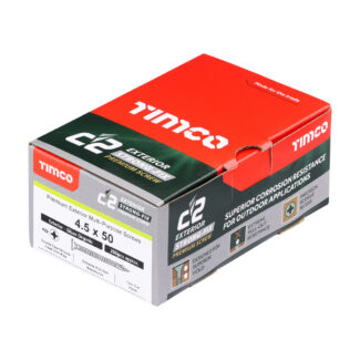 Timco C2 Exterior Strong-Fix PZ Double Countersunk with Ribs Twin-Cut Silver – 4.5 x 50