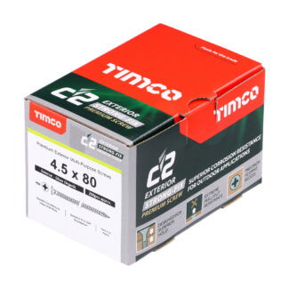 Timco C2 Exterior Strong-Fix PZ Double Countersunk with Ribs Twin-Cut Silver – 4.5 x 80
