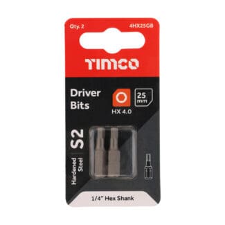 TIMCO Hex Driver Bit S2 Grey - 4.0 x 25