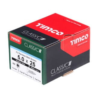 TIMCO Classic Multi-Purpose Pan Head A2 Stainless Steel Woodcrews - 5.0 x 25