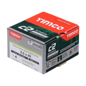 Timco C2 Exterior Strong-Fix PZ Double Countersunk with Ribs Twin-Cut Silver - 5.0 x 40
