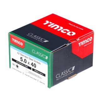 TIMCO Classic Multi-Purpose Countersunk A2 Stainless Steel Woodcrews - 5.0 x 40