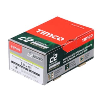 Timco C2 Exterior Strong-Fix PZ Double Countersunk with Ribs Twin-Cut Silver - 5.0 x 50