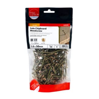 TIMCO Solo Countersunk Gold Woodscrews - 5.0 x 50 - Bag