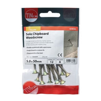 TIMCO Solo Countersunk Gold Woodscrews - 5.0 x 50 - Mini Pack
