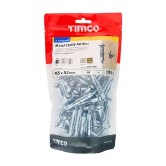 TIMCO Metal Cavity Anchors Silver - M5 x 52 (60mm Screw)