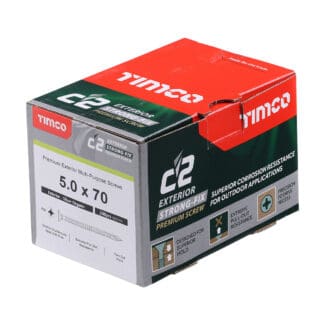 Timco C2 Exterior Strong-Fix PZ Double Countersunk with Ribs Twin-Cut Silver - 5.0 x 70