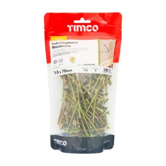 TIMCO Solo Countersunk Gold Woodscrews - 5.0 x 70 - Bag