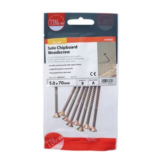 TIMCO Solo Countersunk Gold Woodscrews - 5.0 x 70 - Mini Pack