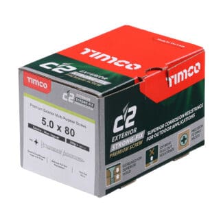Timco C2 Exterior Strong-Fix PZ Double Countersunk with Ribs Twin-Cut Silver - 5.0 x 80