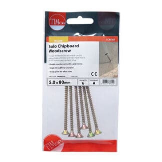 TIMCO Solo Countersunk Gold Woodscrews - 5.0 x 80 - Mini Pack