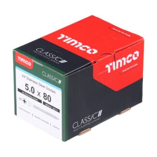 TIMCO Classic Multi-Purpose Countersunk A4 Stainless Steel Woodcrews - 5.0 x 80
