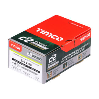 Timco C2 Exterior Strong-Fix PZ Double Countersunk with Ribs Twin-Cut Silver – 5.0 x 90