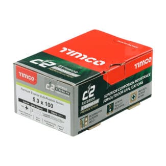 Timco C2 Exterior Strong-Fix PZ Double Countersunk with Ribs Twin-Cut Silver - 5.0 x 100