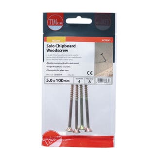 TIMCO Solo Countersunk Gold Woodscrews - 5.0 x 100 - Mini Pack