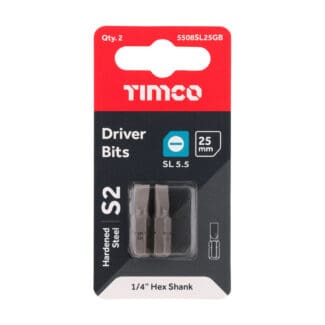 TIMCO Slotted Driver Bit S2 Grey - 5.5 x 0.8 x 25