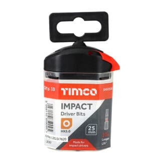 Timco Impact Driver Bits Hex  - 5.0 x 25
