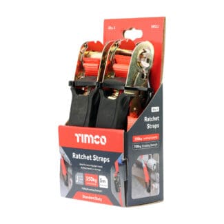 TIMCO J Hook Ratchet Straps Standard Duty - 5m x 25mm