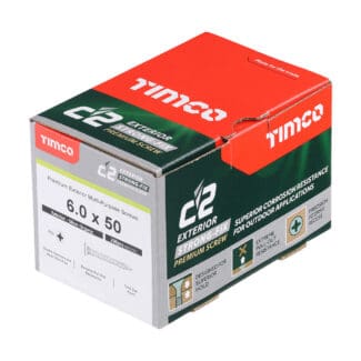Timco C2 Exterior Strong-Fix PZ Double Countersunk with Ribs Twin-Cut Silver - 6.0 x 50