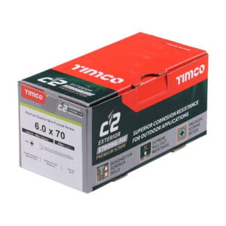 Timco C2 Exterior Strong-Fix PZ Double Countersunk with Ribs Twin-Cut Silver - 6.0 x 70