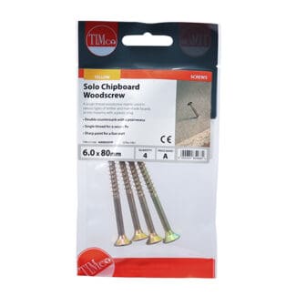 TIMCO Solo Countersunk Gold Woodscrews - 6.0 x 80 - Mini Pack