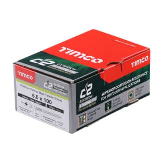 Timco C2 Exterior Strong-Fix PZ Double Countersunk with Ribs Twin-Cut Silver - 6.0 x 100