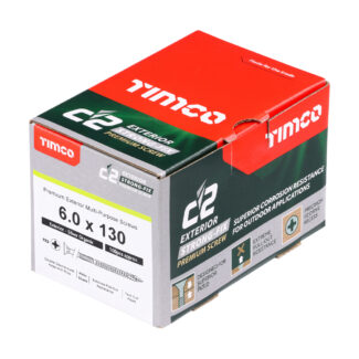 Timco C2 Exterior Strong-Fix PZ Double Countersunk with Ribs Twin-Cut Silver – 6.0 x 130