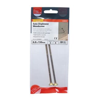 TIMCO Solo Countersunk Gold Woodscrews - 6.0 x 150 - Mini Pack