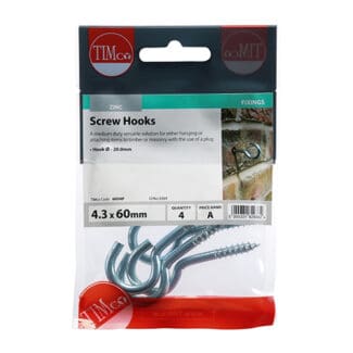 TIMCO Screw Hooks Silver - 60mm