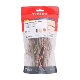 Timco Advanced Coach Screws Hex Flange Yellow  - 6.0 x 100