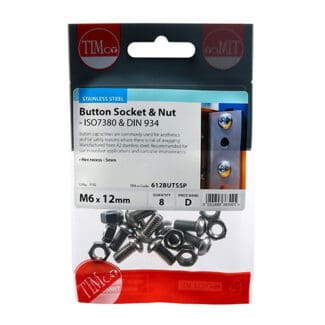 TIMCO Button Socket Screws ISO7380 A2 Stainless Steel - M6 x 12