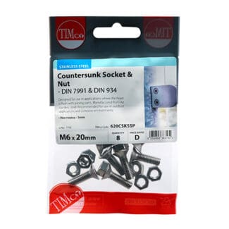 TIMCO Countersunk Socket Screws DIN7991 A2 Stainless Steel - M6 x 20