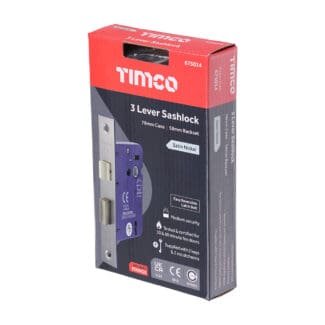 TIMCO 3 Lever Satin Nickel Mortice Sashlock 78mm Case 58mm Backset