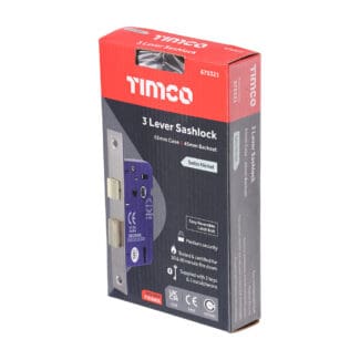 TIMCO 3 Lever Satin Nickel Mortice Sashlock 65mm Case 45mm Backset