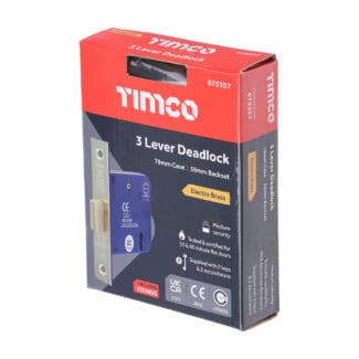 TIMCO 3 Lever Electro Brass Mortice Deadlock 78mm Case 58mm Backset