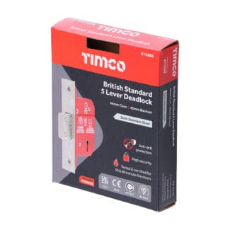 Timco 5 Lever British Standard CE Deadlock Stainless Steel Satin  - 66 case / 45 backse -