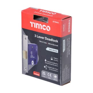 TIMCO 3 Lever Deadlock Satin Nickel - 78mm