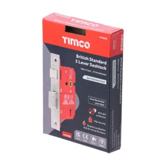 Timco 5 Lever British Standard CE Sashlock Stainless Steel Satin  - 78 case / 57 backse -