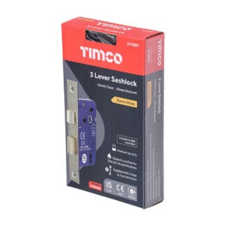 TIMCO 3 Lever Electro Brass Mortice Sashlock 65mm Case 45mm Backset